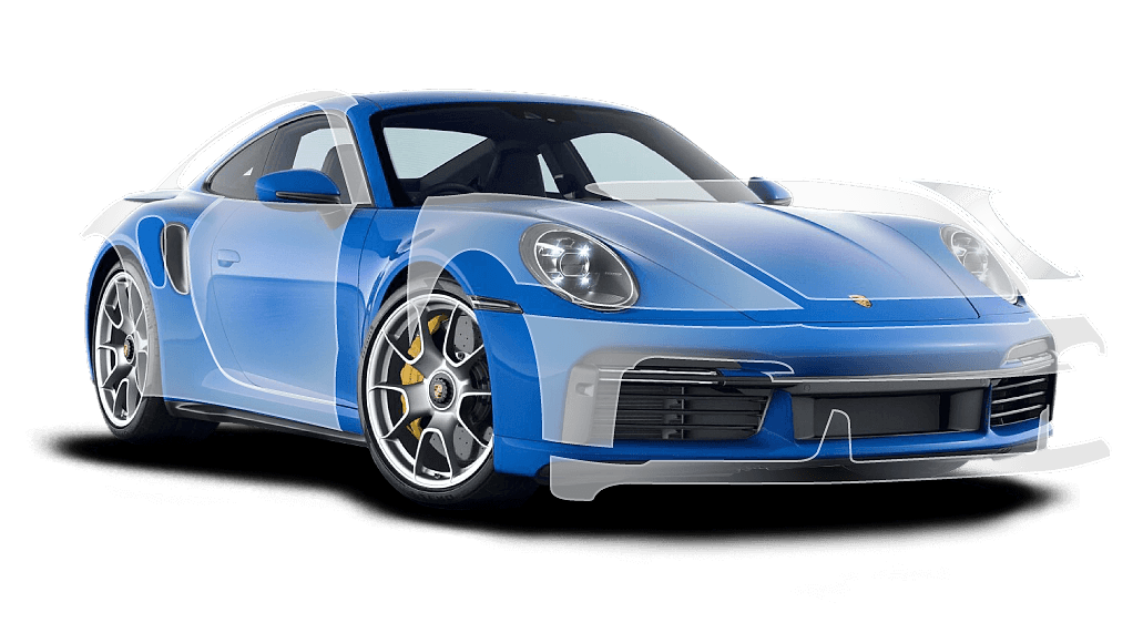 Porsche 911 with the Strata film sections highlighted